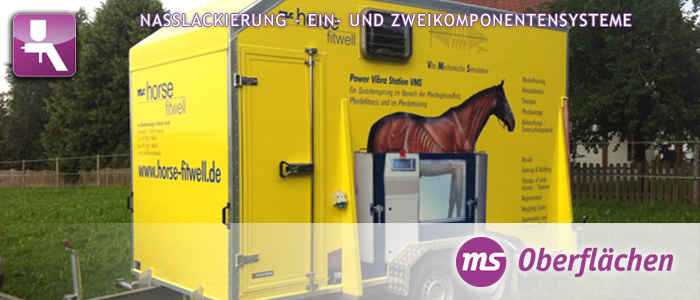 MSO-Beitragsbild_Haenger Oberflächentechnik, Nasslackierung Vorführ- und Demo-Mobils für die neuen Horse-fitwell Produkte der ms Gruppe